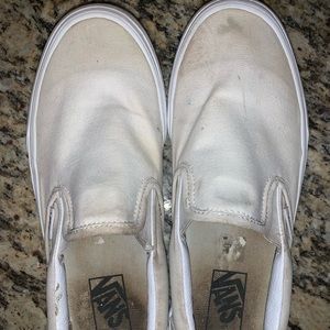 Vans white slip ons